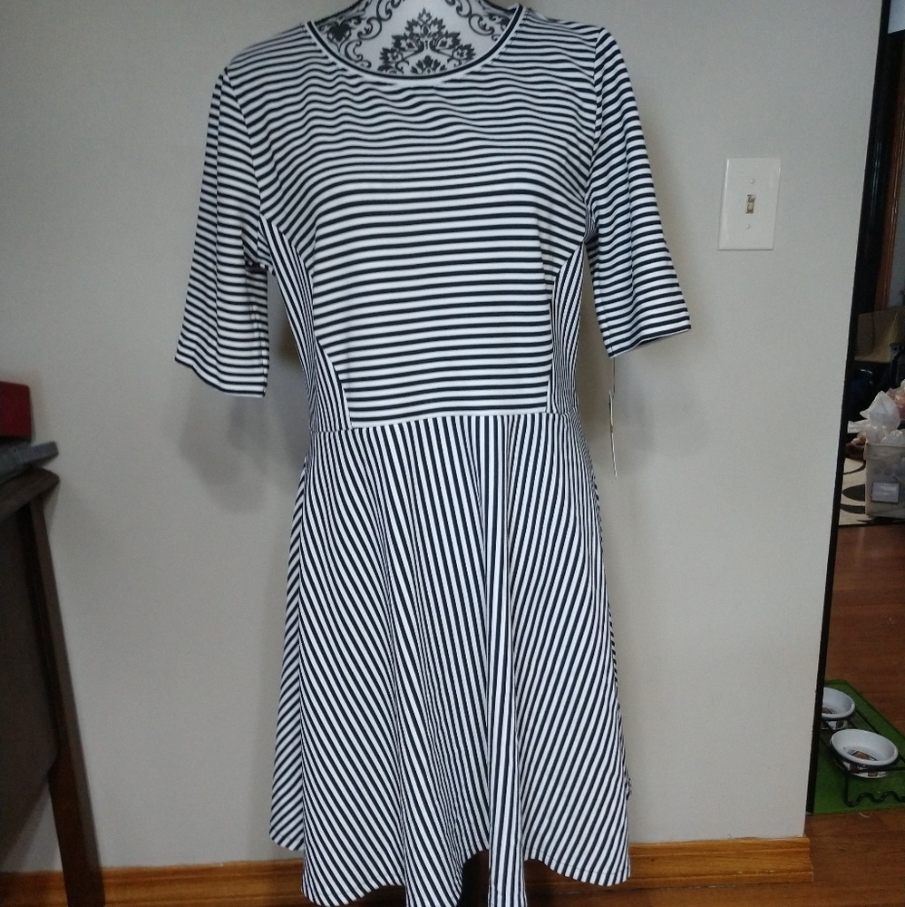 Apt. 9 Striped Summer Fit & Flare Dress Sizes M, L or XXL NWT No Wrinkle